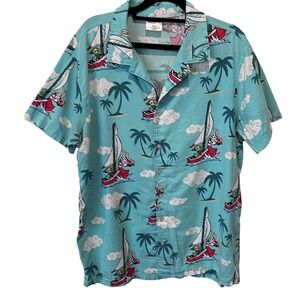 Legend of Zelda Wind Waker Box Lunch Turquoise Button Down Shirt Mens Medium
